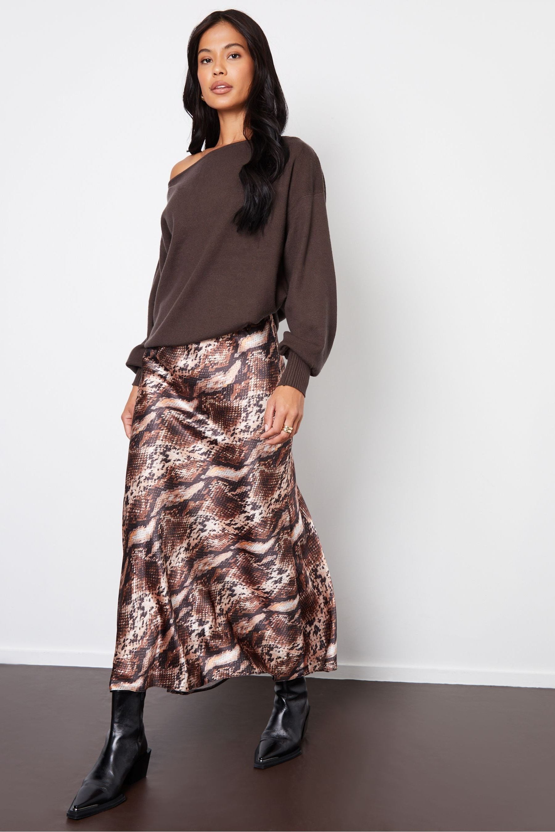 Satin skirt brown new arrivals
