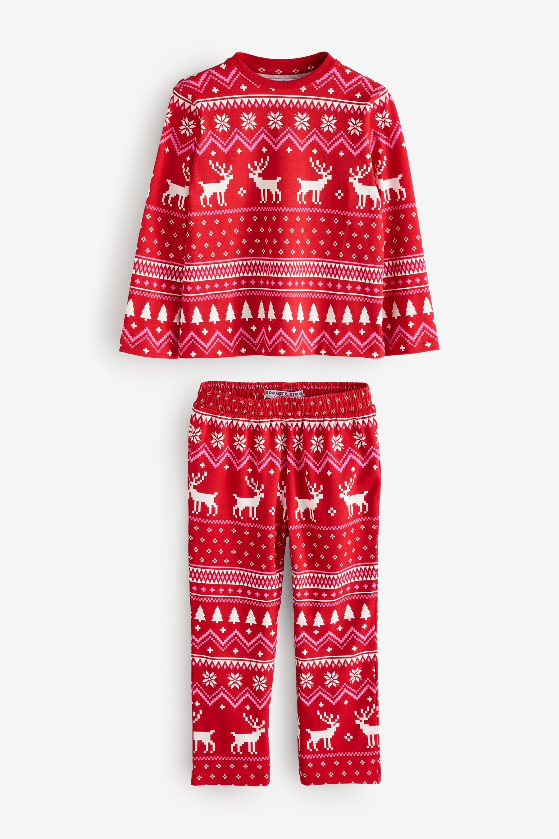 Buy Society 8 Red Girls Fairisle Pattern Christmas Pyjamas from the Next UK online shop