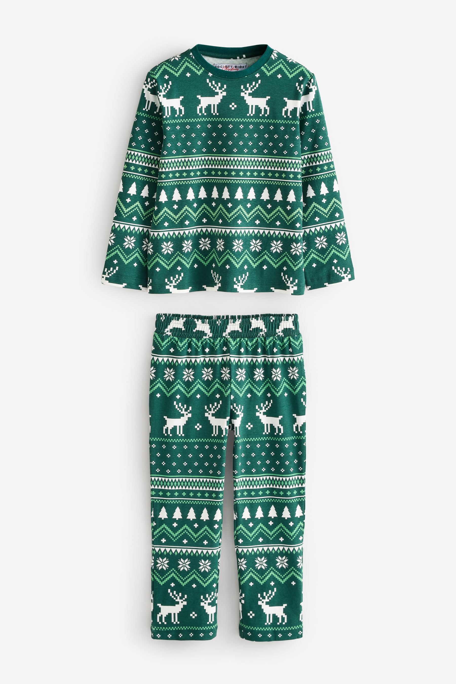 Society 8 Green Boys Fairisle Pattern Christmas Pyjamas