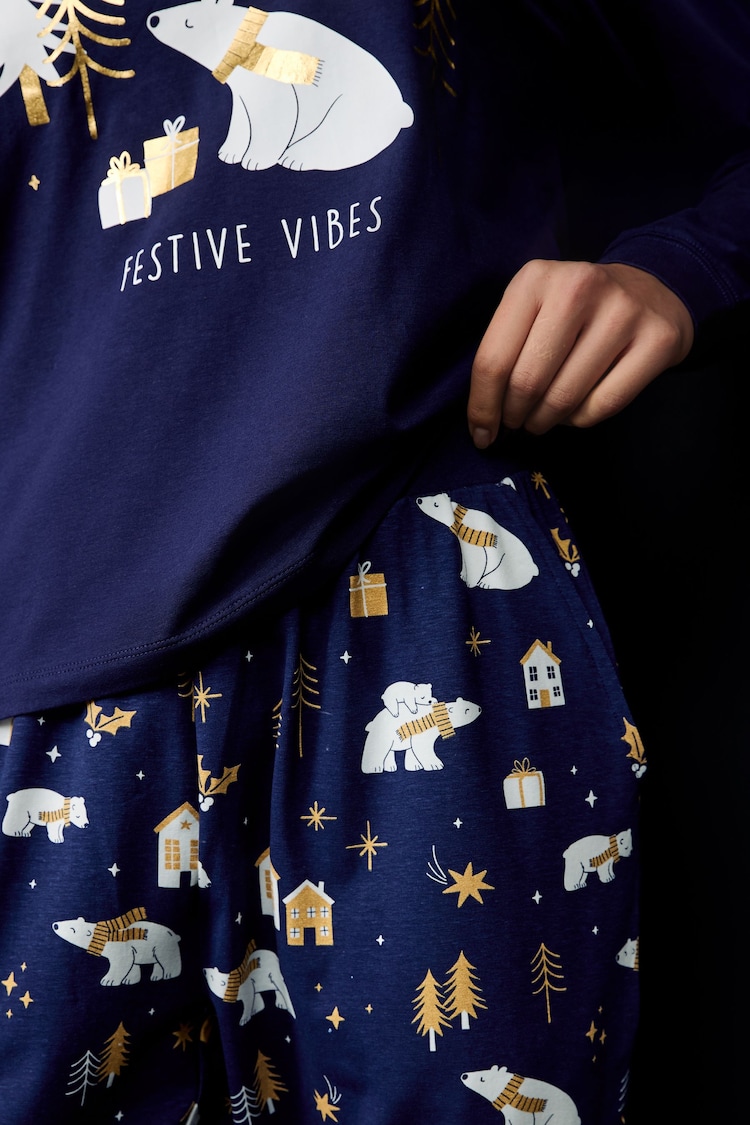 Society 8 Blue Ladies Festive Vibes Bear Pyjamas - Image 4 of 4