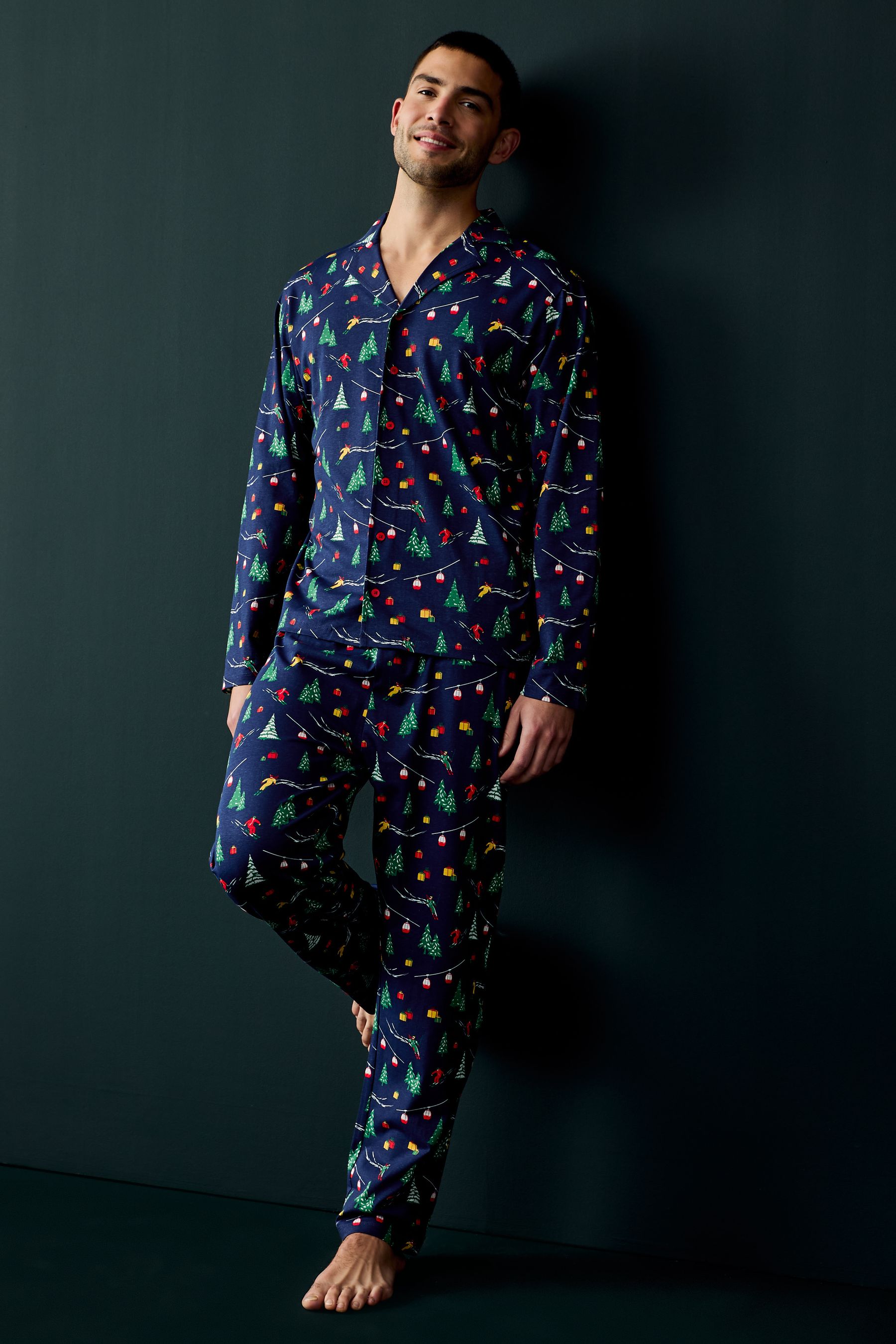 Society 8 Blue Mens Ski Slope Christmas Pyjamas