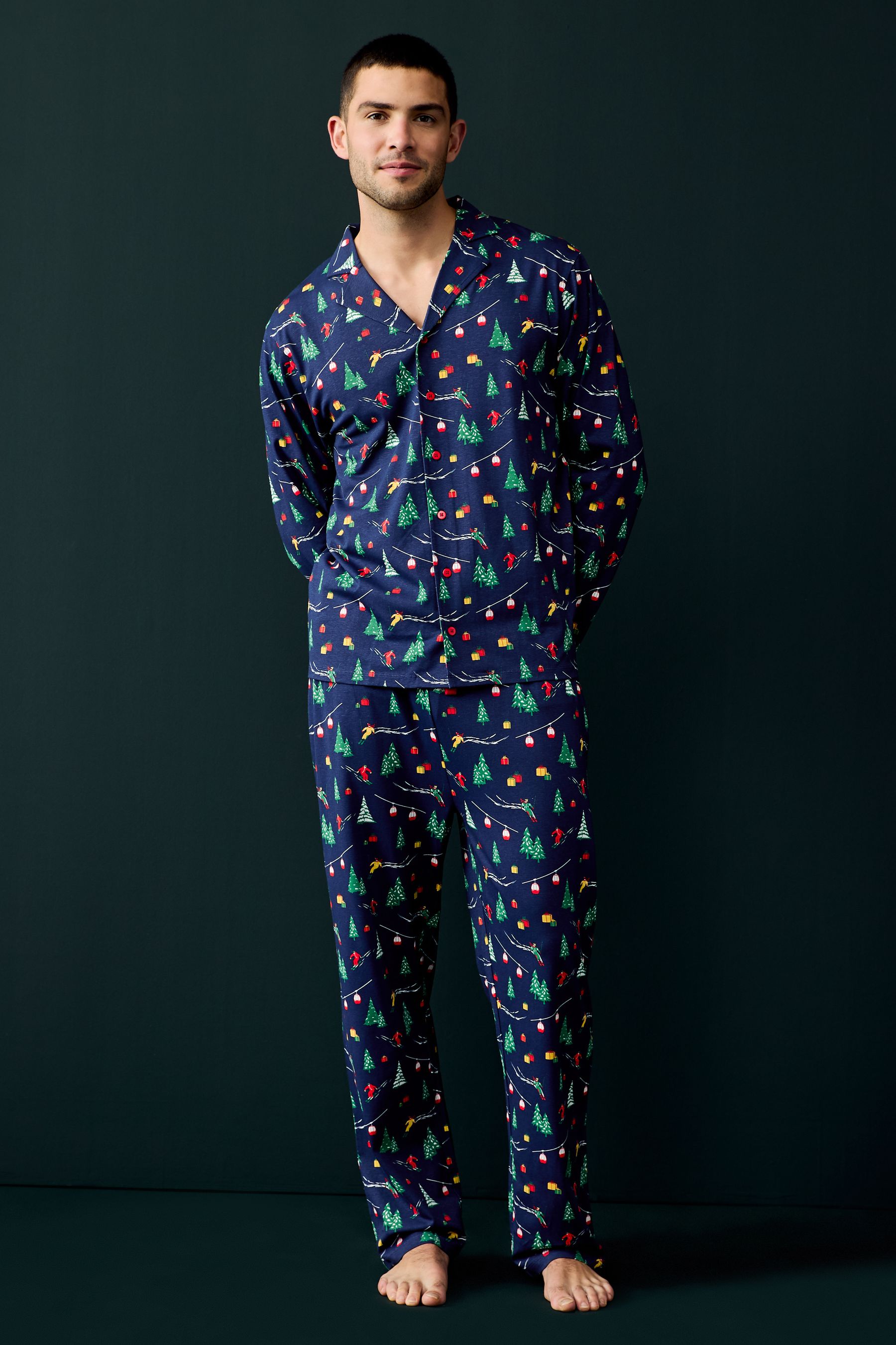 Buy Society 8 Blue Mens Ski Slope Christmas Pyjamas from Next Canada