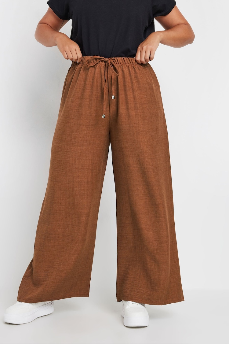 Yours Curve Brown Linen Trousers - Image 1 of 5