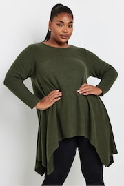 Yours Curve Green Hanky Hem Tunic Top - Image 1 of 5