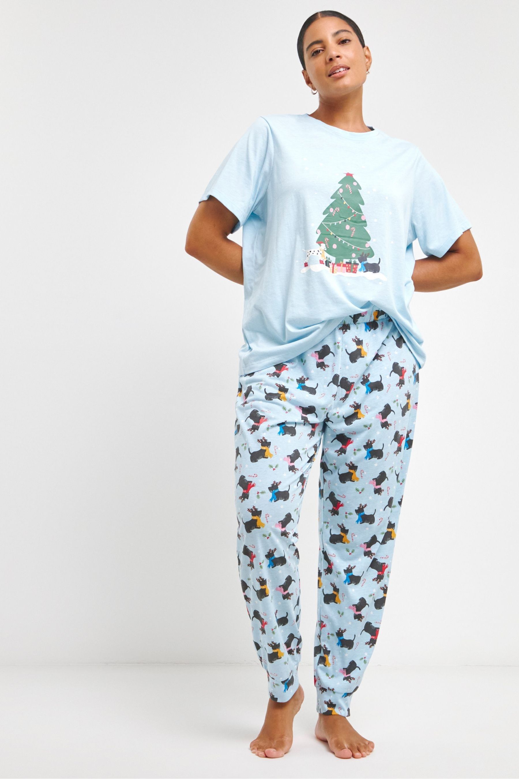 Simply Be Blue Pretty Secrets Value Cuffed Pyjamas Set 16 18 Womens