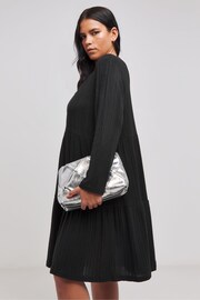 Simply Be Black Asymetric Ribbed Smock Dress - Image 3 of 4