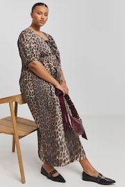 Simply Be Animal Print Bow Front Midi Dress With Pockets - Image 3 of 4