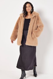 Apricot Brown Opulent Faux Fur Zip Jacket - Image 1 of 4