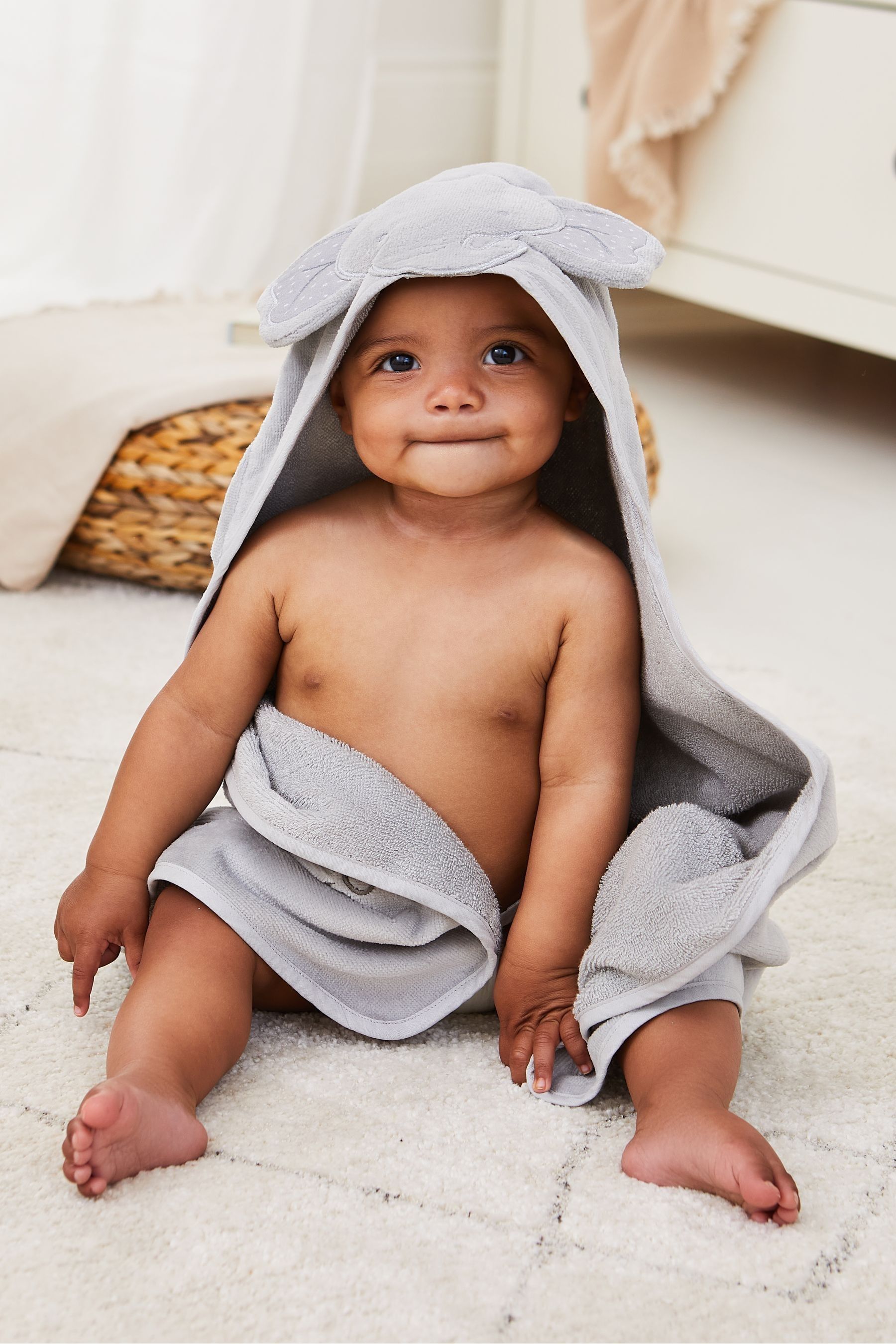 Buy JoJo Maman Bebe Personalised Grey Elephant Hooded Towel from the Next UK online shop