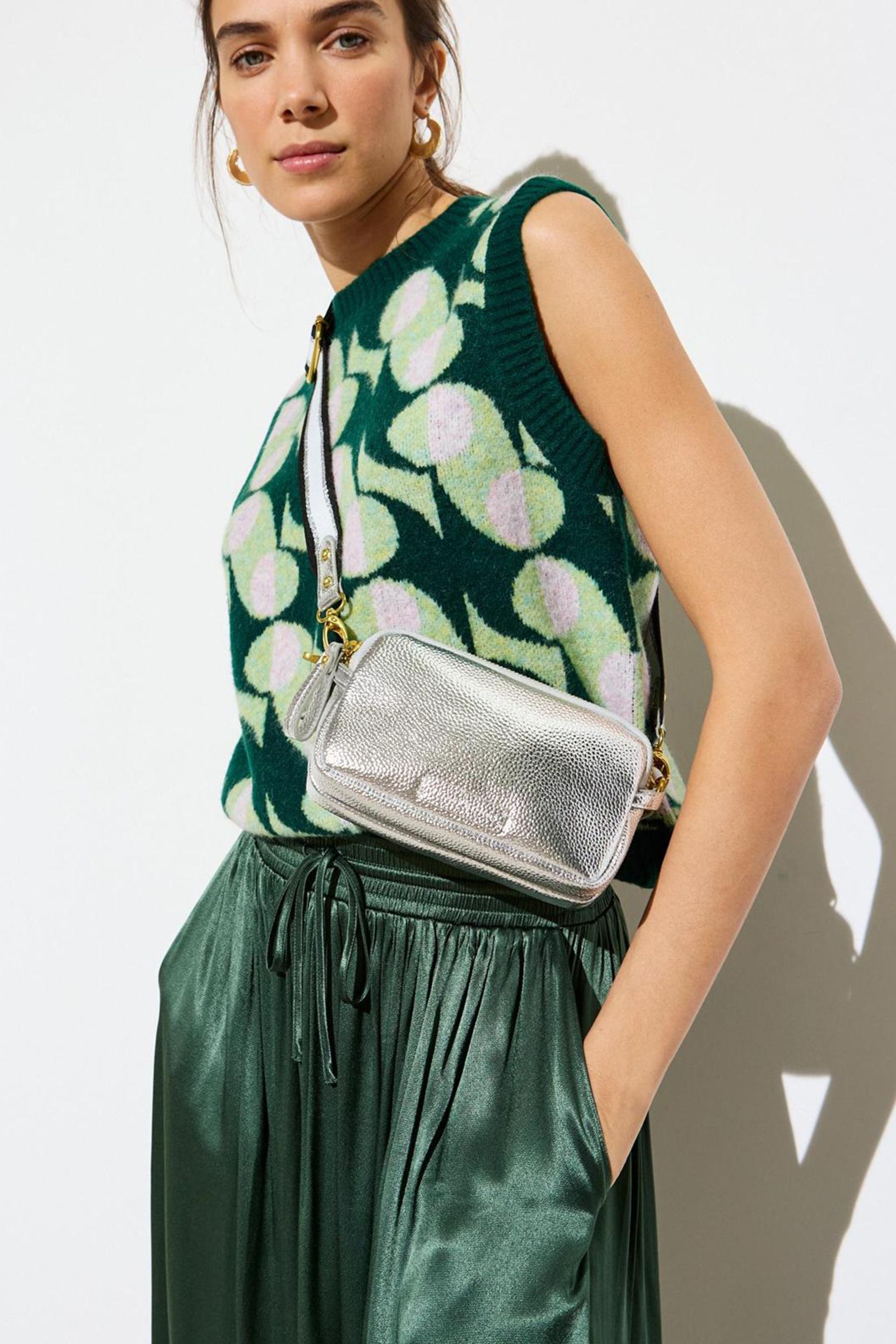 Oliver Bonas Silver Naha Cross Body Bag