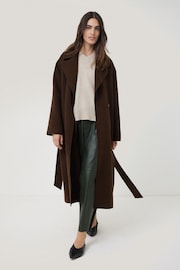 Jigsaw Brown Double Faced Cocoon Wrap Coat - Image 3 of 7