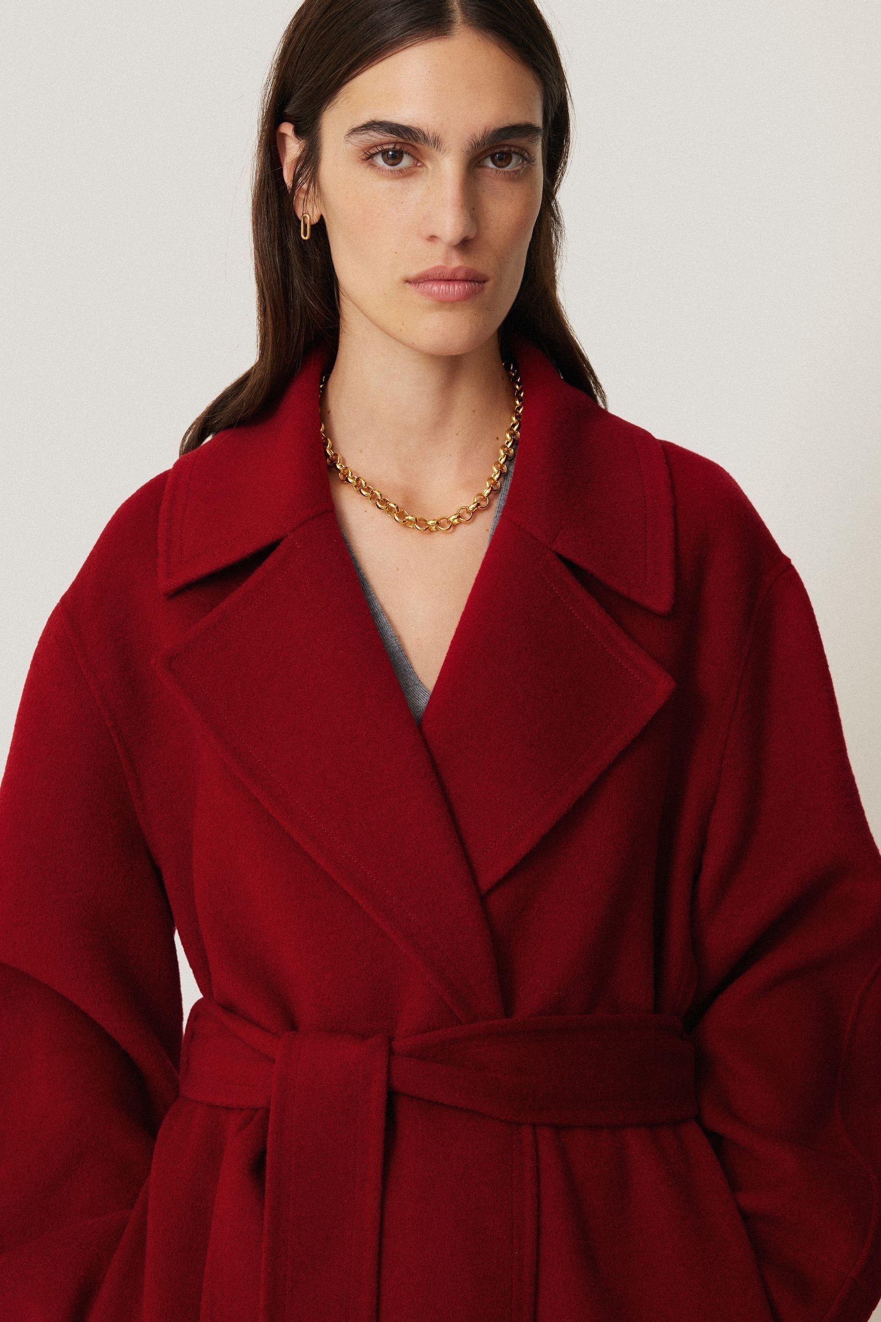 Womens red wrap coat on sale