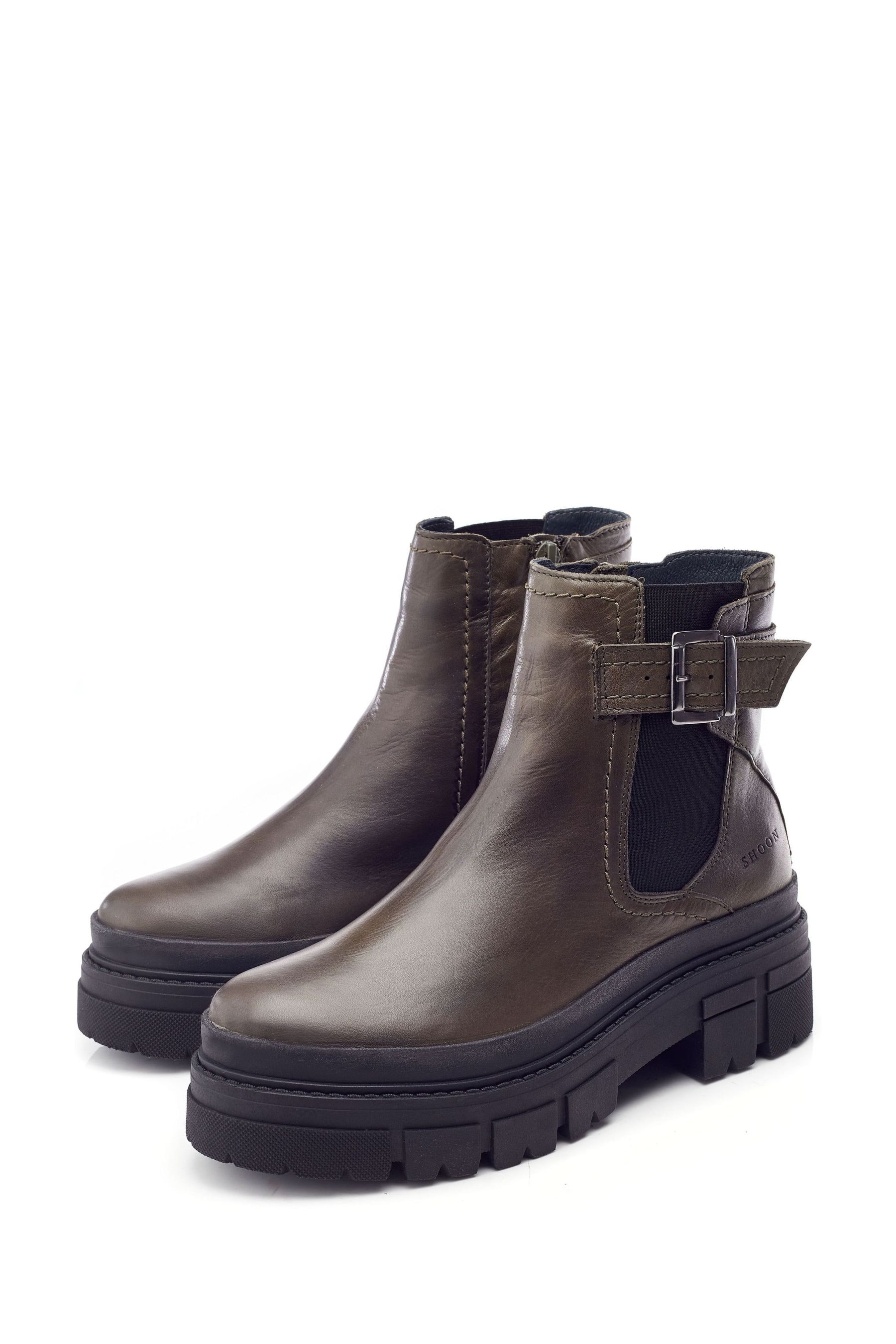 Moda in Pelle Oller Buckle Strap Chunky Leather Chelsea Boots 6 EU 39 BROWN Womens