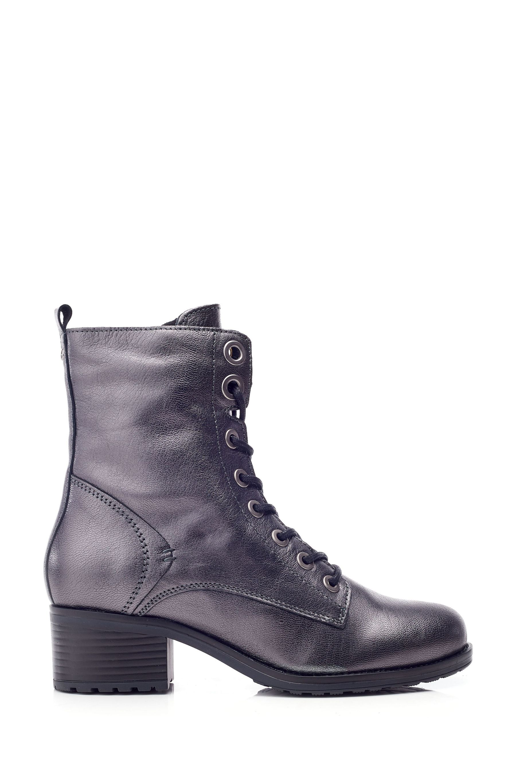 Moda in Pelle Bezzie Lace Up Leather Ankle Boots 6 EU 39 SILVER Womens