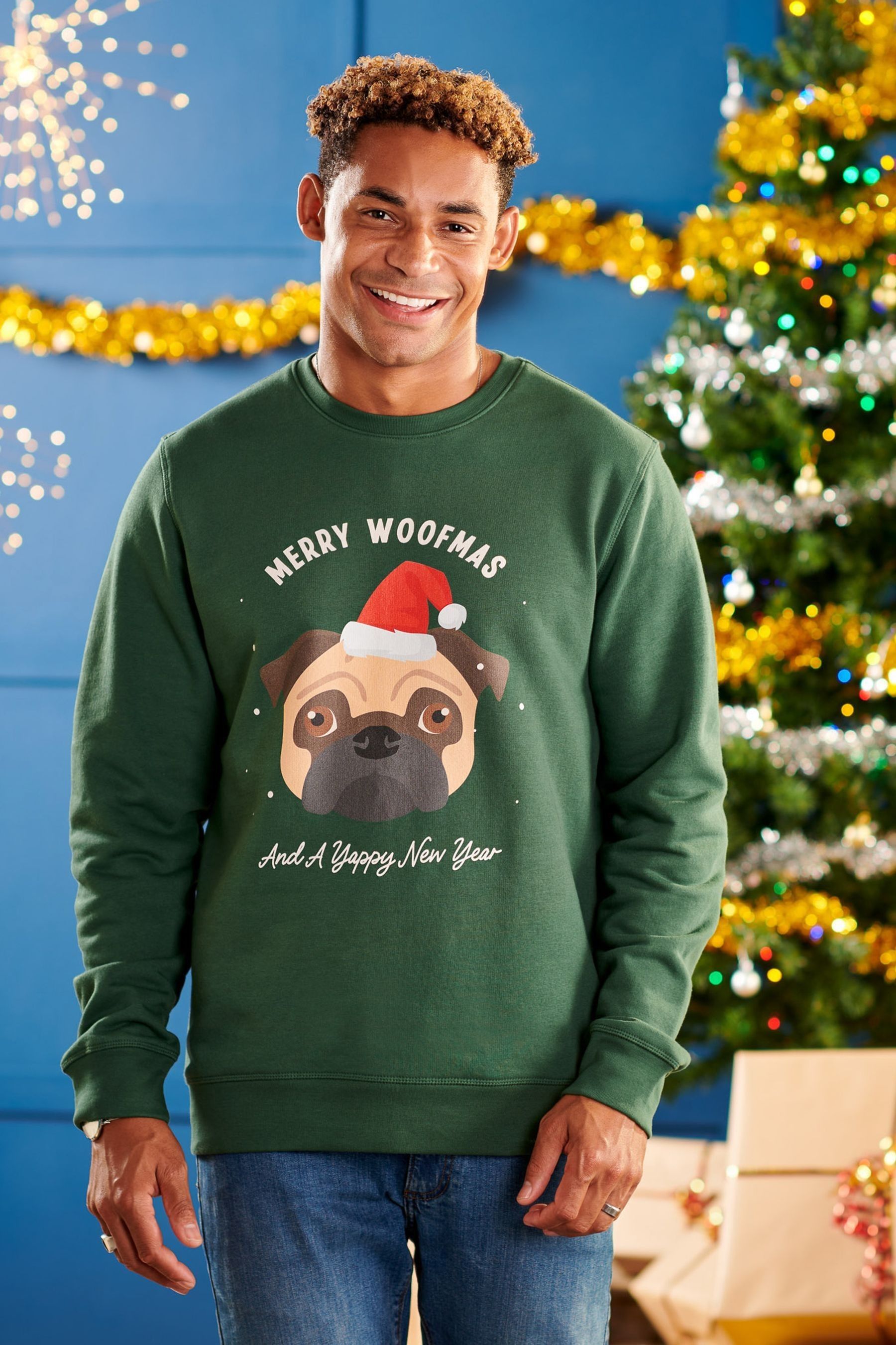 Mens pug christmas jumper sales