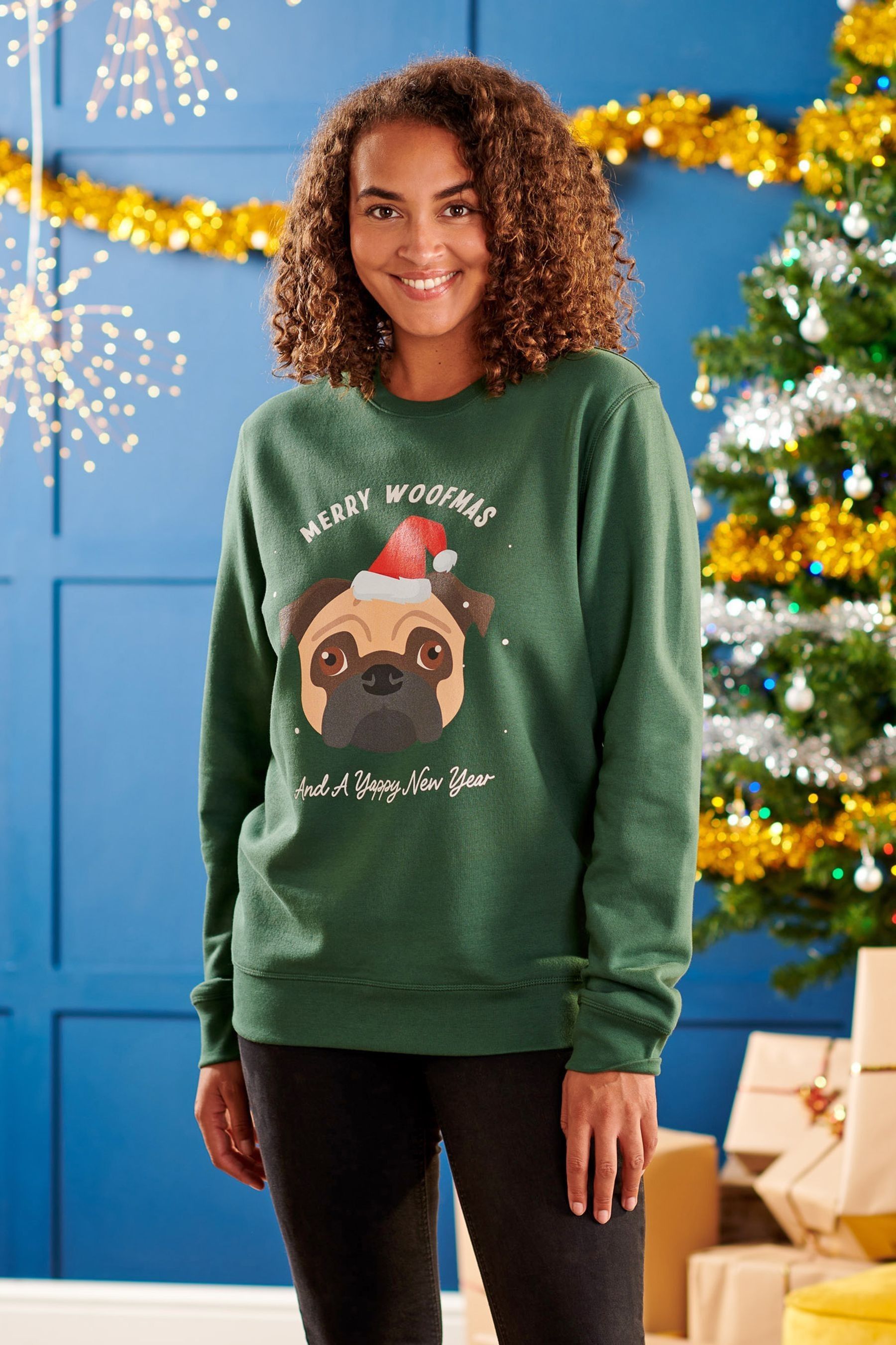 Womens green christmas jumper on sale