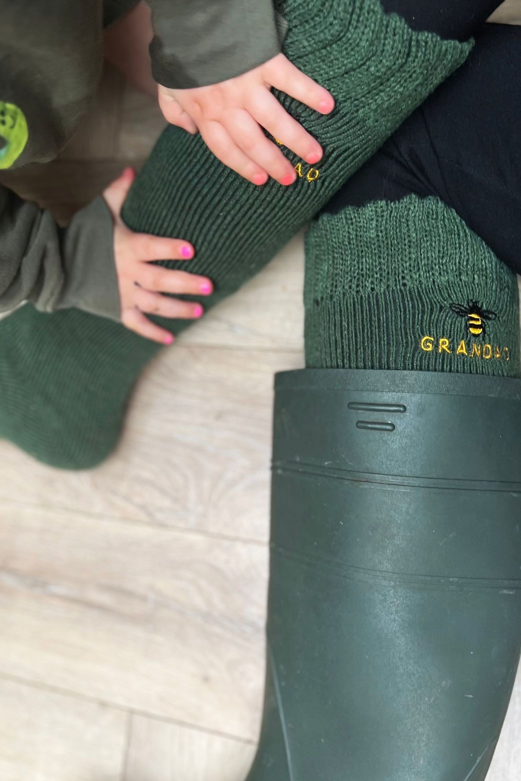 Buy Solesmith Green Personalised Bee Embroidered Welly Socks from the Next UK online shop