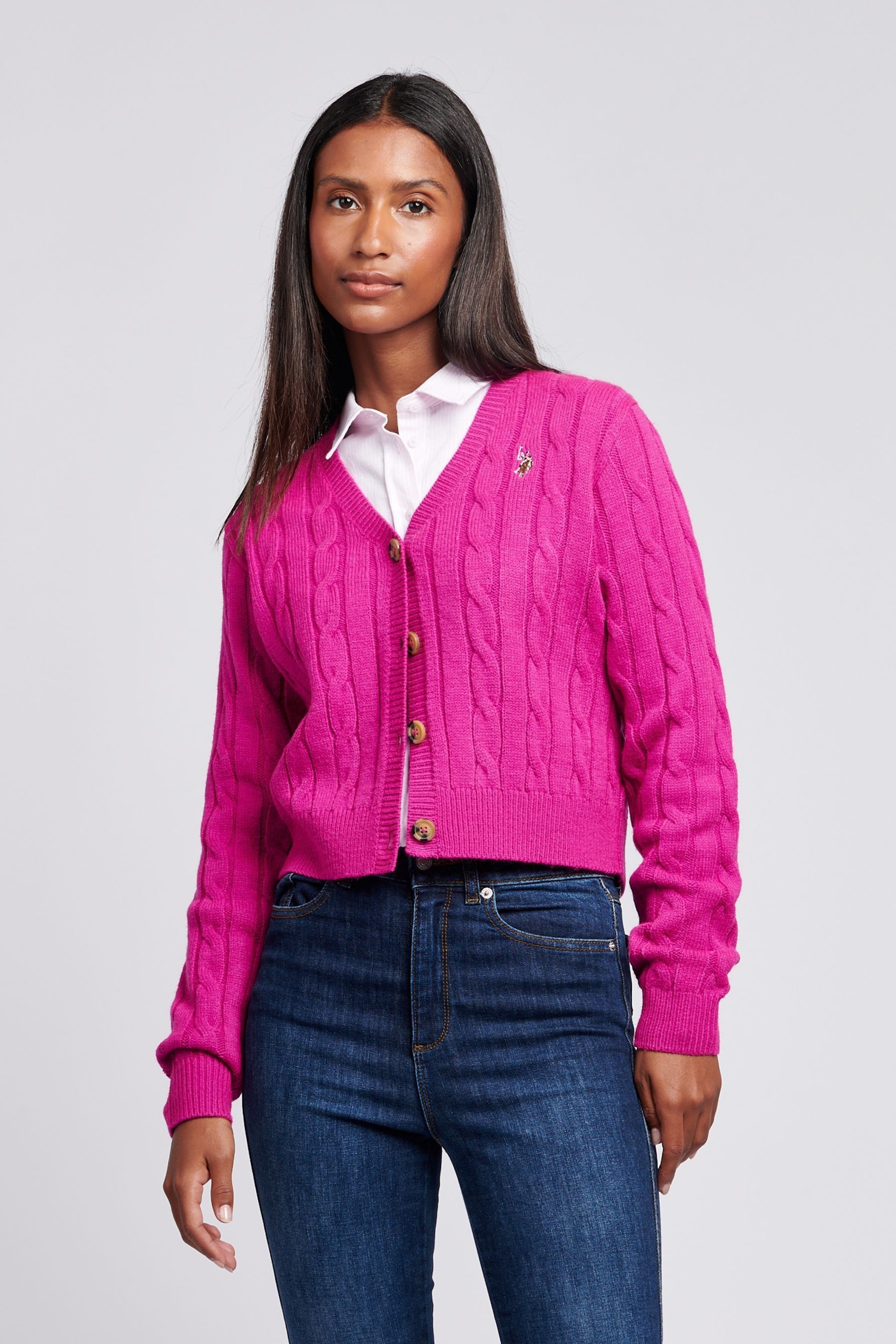 U.S. Polo Assn Womens Cable Knit Cardigan from Next Oman