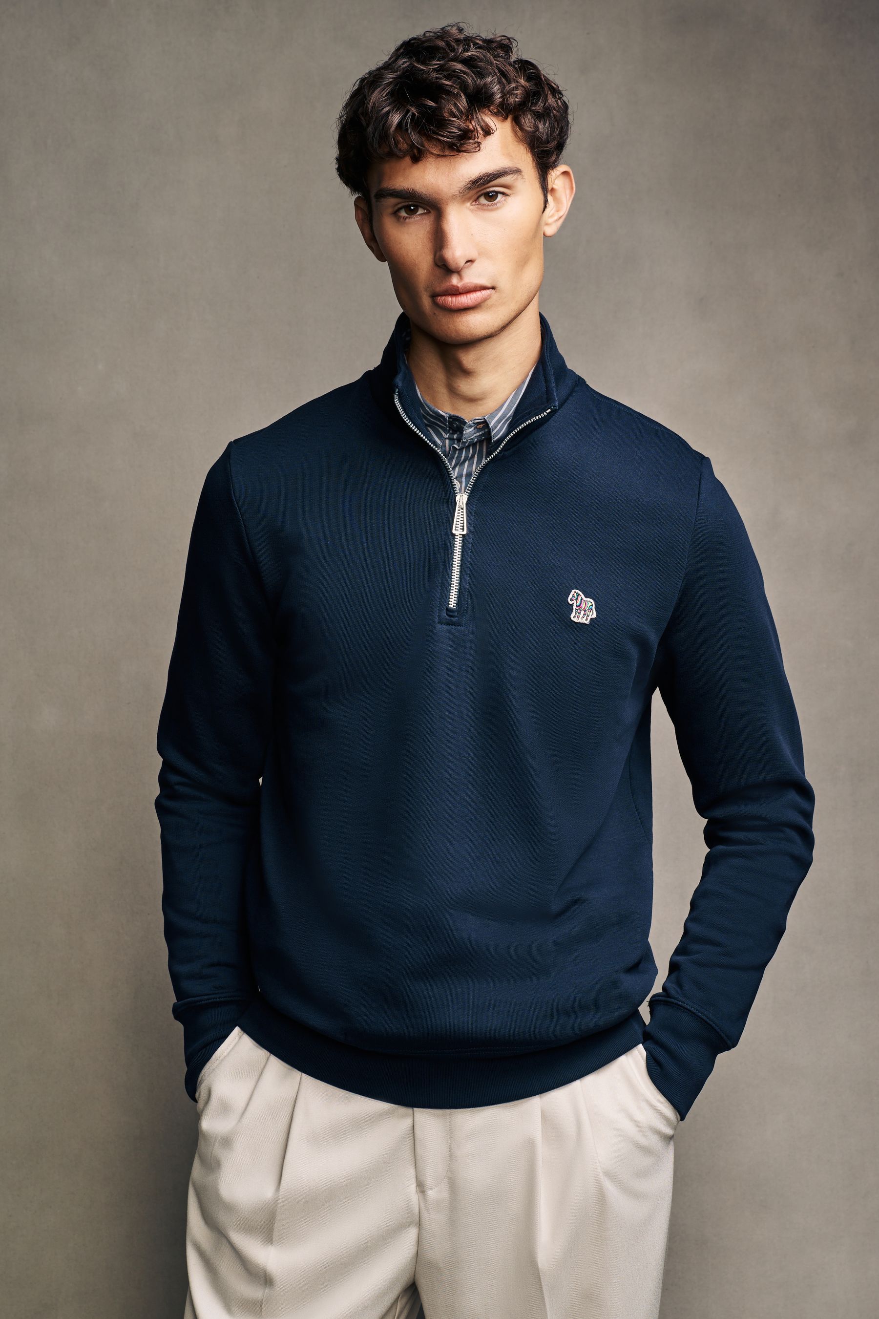 Buy PS Paul Smith Logo Quarter Zip 100 Cotton Sweatshirt from Next Ireland