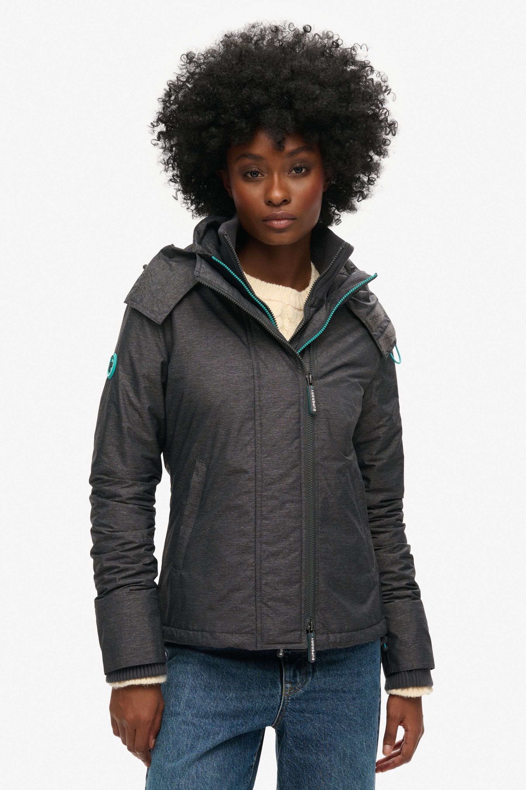 Buy Superdry Grey Pop Zip Hooded Arctic SD Windcheater Jacket from Next Ukraine