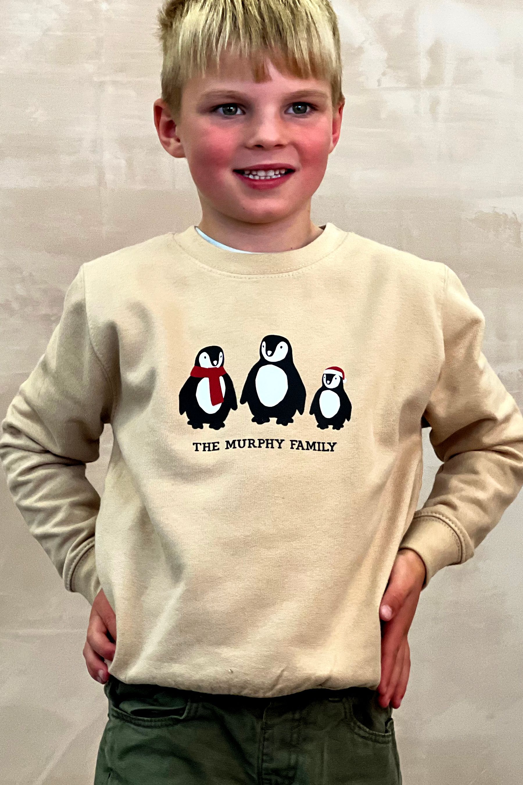 Personalised Childrens Family Christmas Penguin Jumper by Solesmith