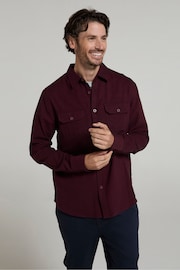 Mountain Warehouse Dark Purple Mens Trace Flannel 100% Cotton Long Sleeve Shirt - Image 1 of 3