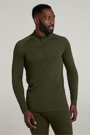 Mountain Warehouse Green Mens Talus Zip Neck Thermal Top - Image 1 of 4