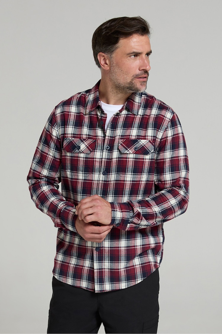 Mountain Warehouse Purple Mens Trace Flannel 100% Cotton Long Sleeve Shirt - Image 2 of 4