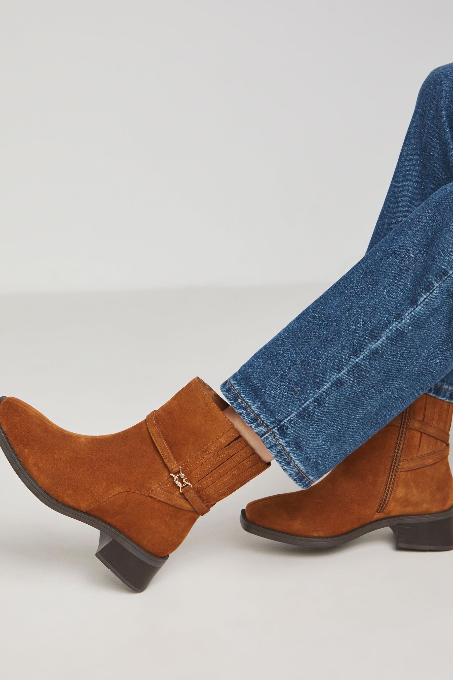 Buy JD Williams Natural Suede Square Toe Boots With Concealed Gusset In Wide Fit from the Next UK online shop