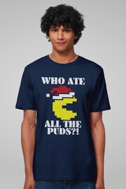 All + Every Blue Pac Man Christmas Who Ate All The Puds Mens T-Shirt - Image 1 of 4