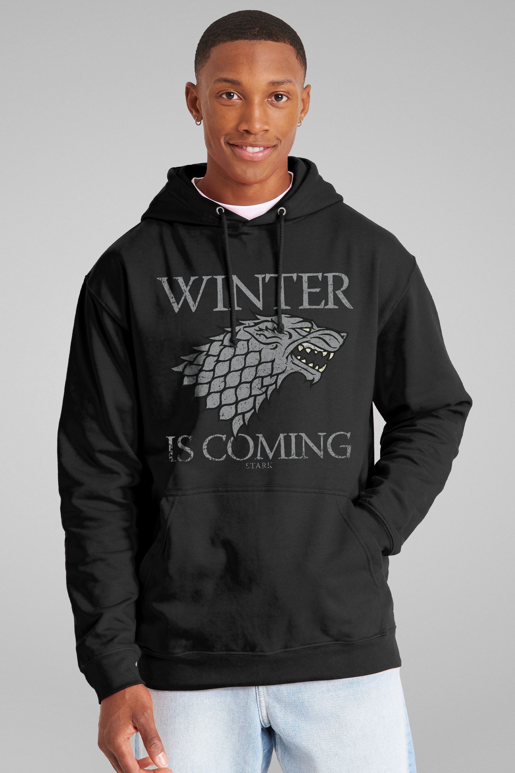 Buy All Every Black Mens Game Of Thrones House Stark Winter Is Coming Hooded Sweatshirt from the Next UK online shop