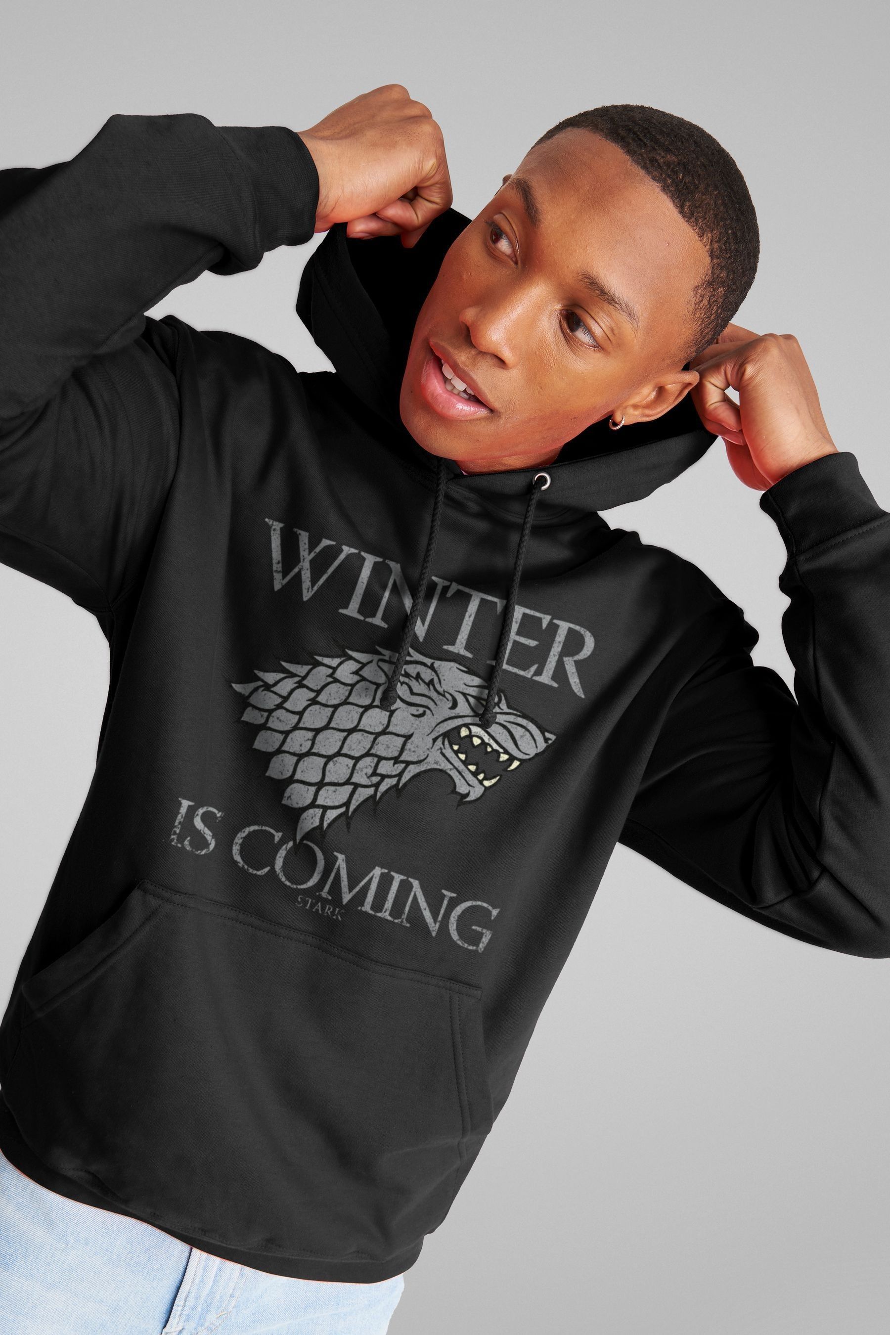 Buy All Every Black Mens Game Of Thrones House Stark Winter Is Coming Hooded Sweatshirt from the Next UK online shop