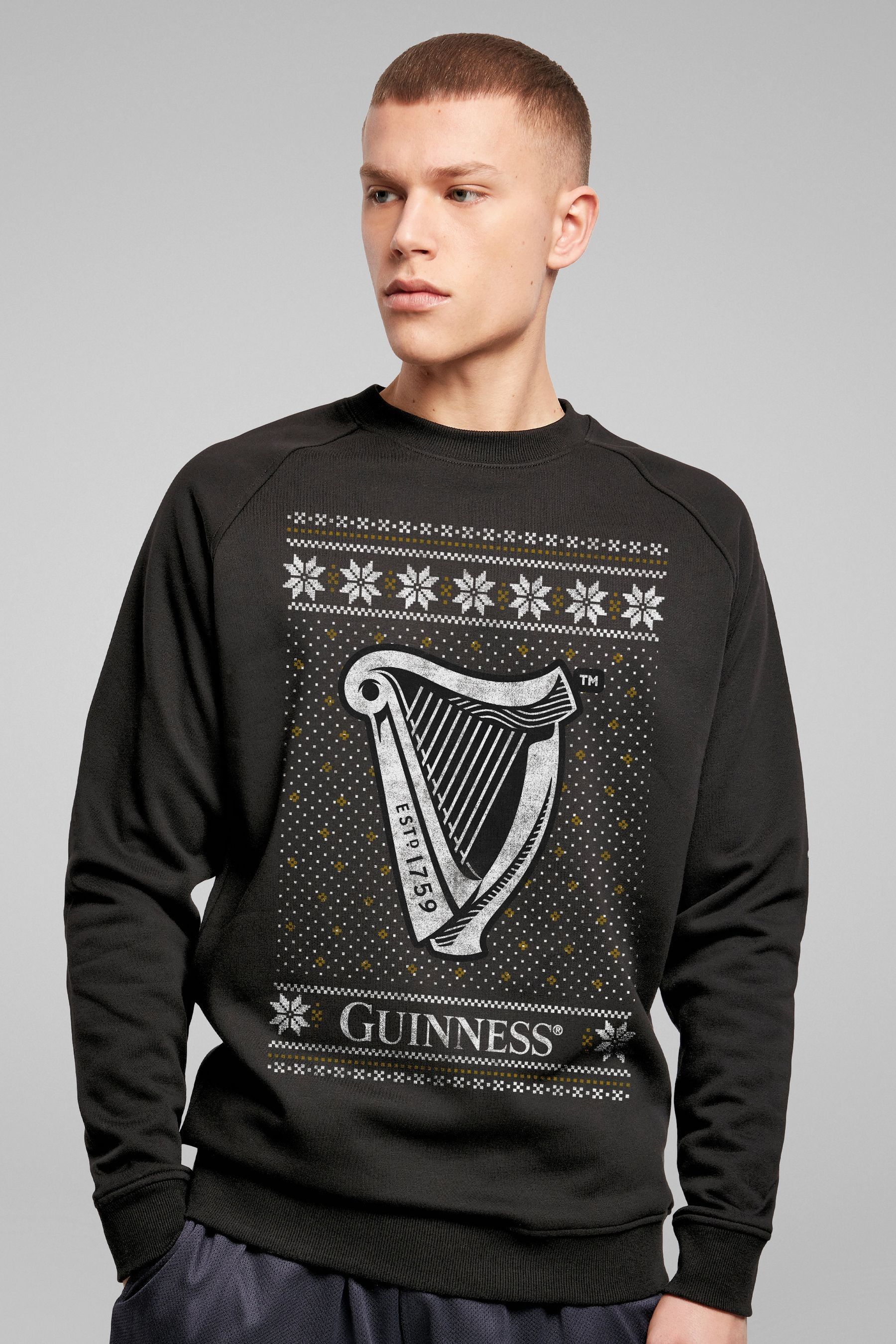 All Every Black Guinness Christmas Harp Mens Sweatshirt