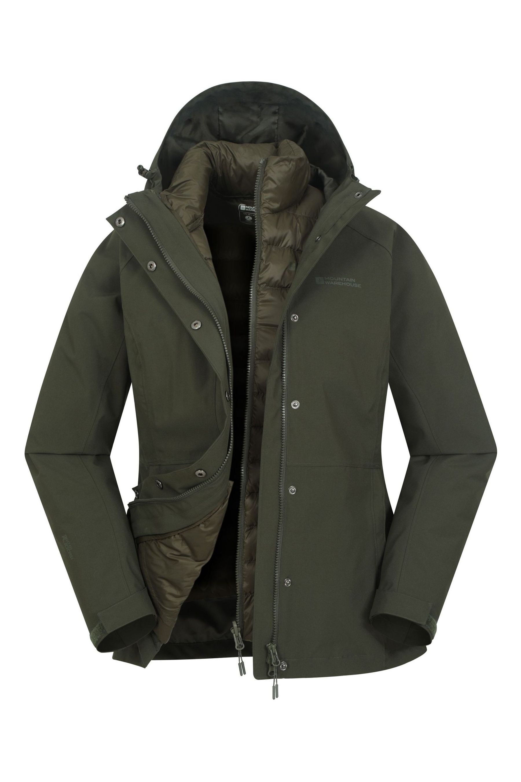 Mountain Warehouse Green Alaskan Womens 3 in 1 Waterproof Jacket