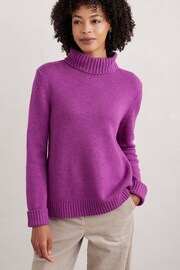 Seasalt Cornwall Purple Braque Lambswool Blend Roll Neck Jumper - Image 1 of 5