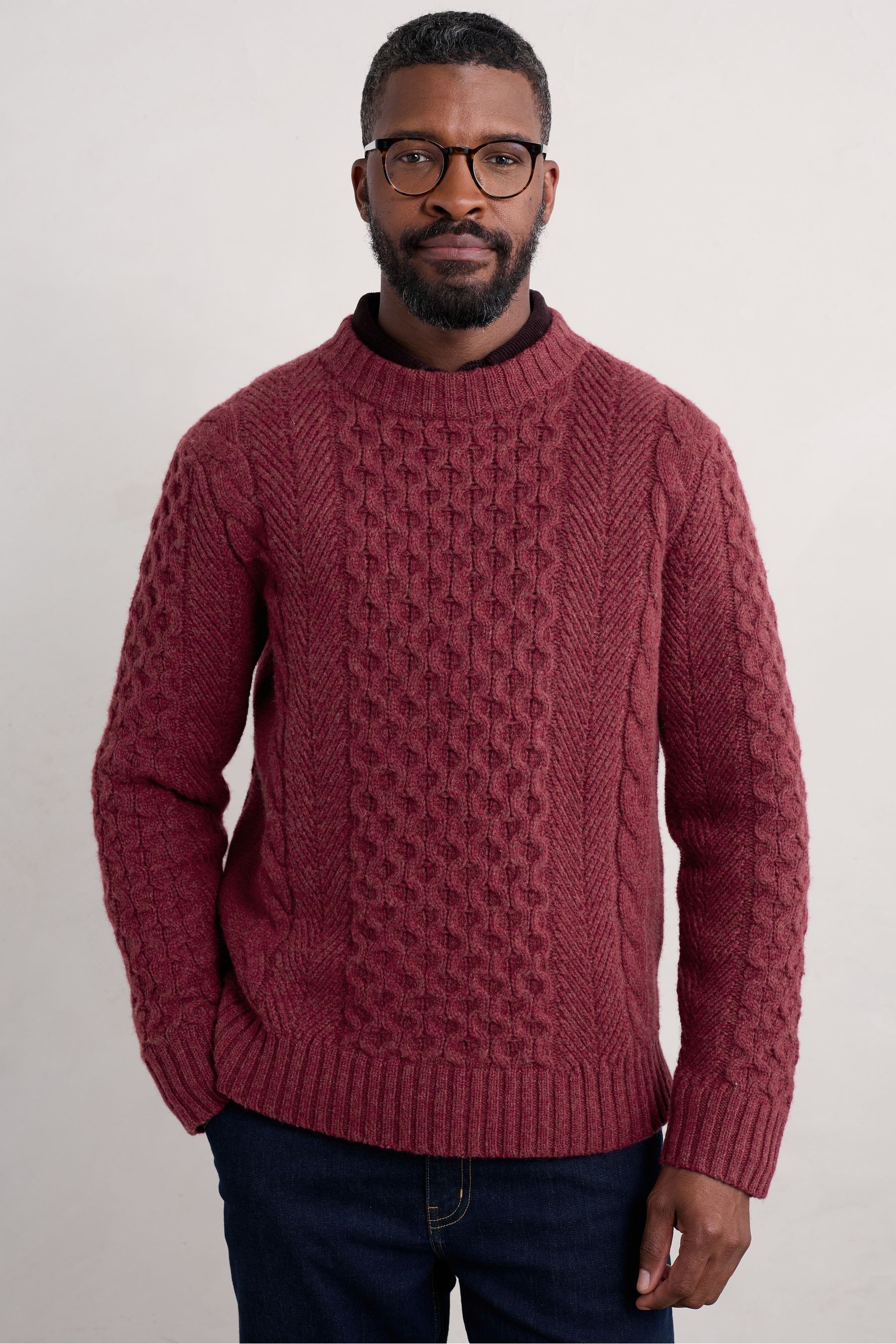 Mens wool cable knit jumper top