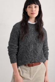 Seasalt Cornwall Grey Sand Thistle Mohair Blend Jumper - Image 1 of 5