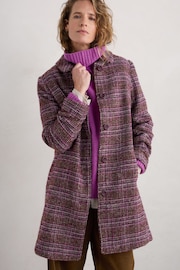 Seasalt Cornwall Brown Wood Cabin Wool Blend Twill Coat - Image 6 of 9