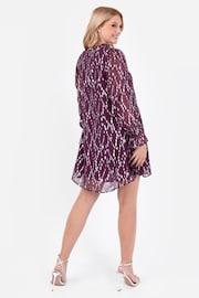 Lovedrobe Purple Lurex Dobby Frill Neck Swing Dress - Image 2 of 6