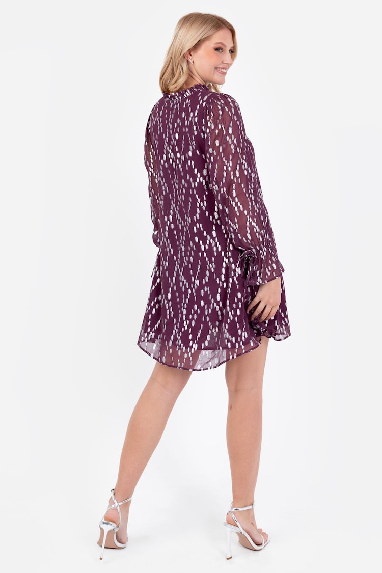 Lovedrobe Purple Lurex Dobby Frill Neck Swing Dress alexachung - Image 2 of 6