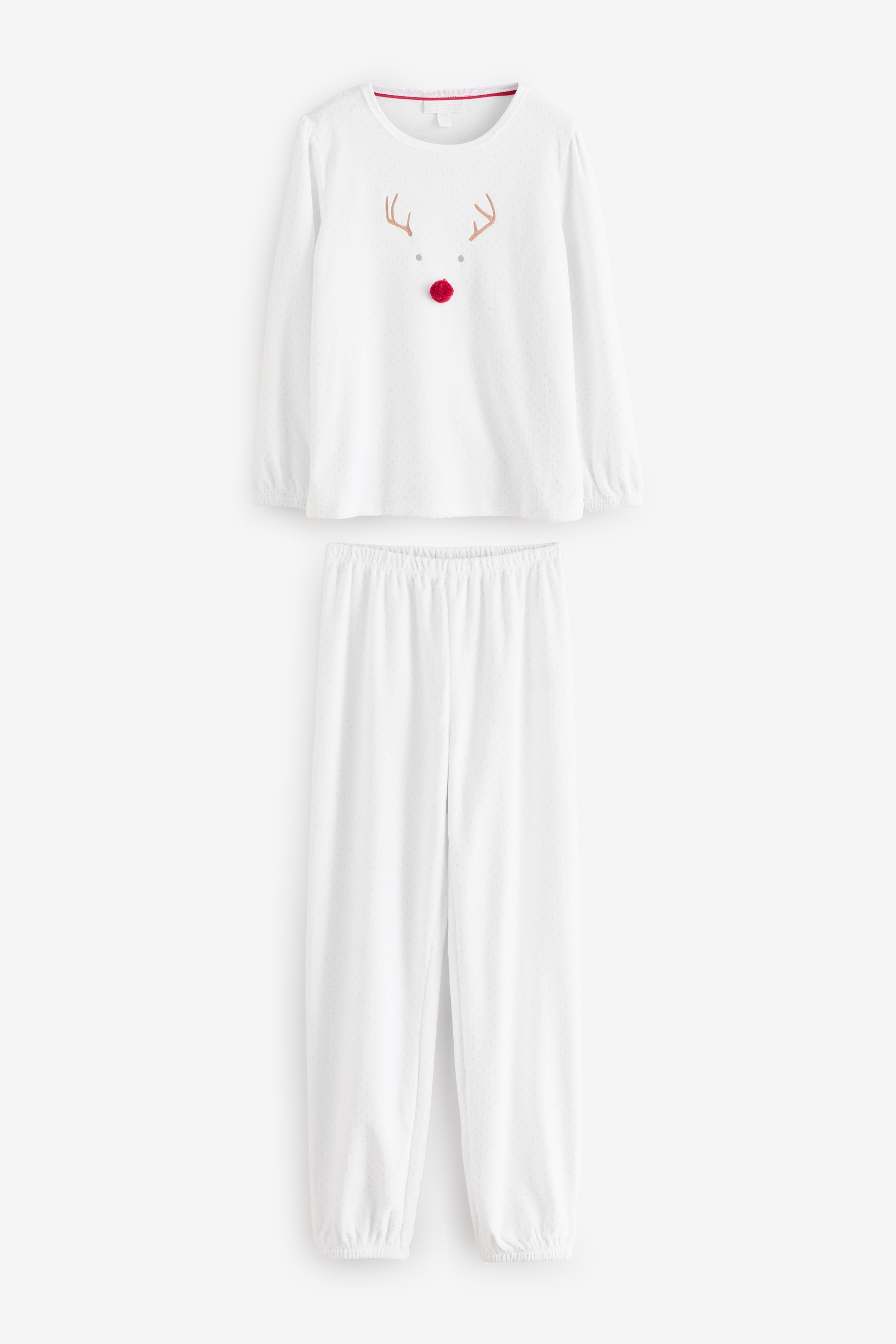 Buy The White Company Relaxed Fit Velour Jingles White Pyjamas from the Next UK online shop