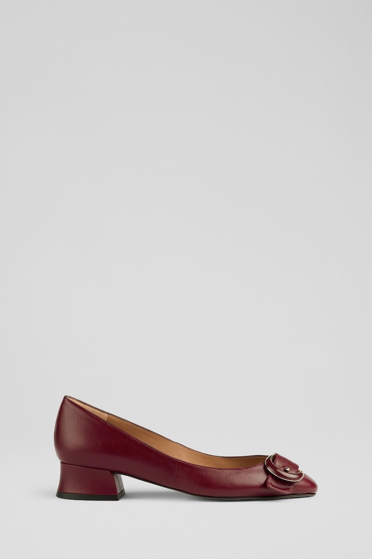 LK Bennett Red Cici Bordeaux Casual Resin Buckle Courts - Image 1 of 4