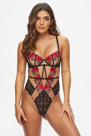 Ann Summers Black Caged Rose Floral Print Embroidery Non Padded Body - Image 1 of 5