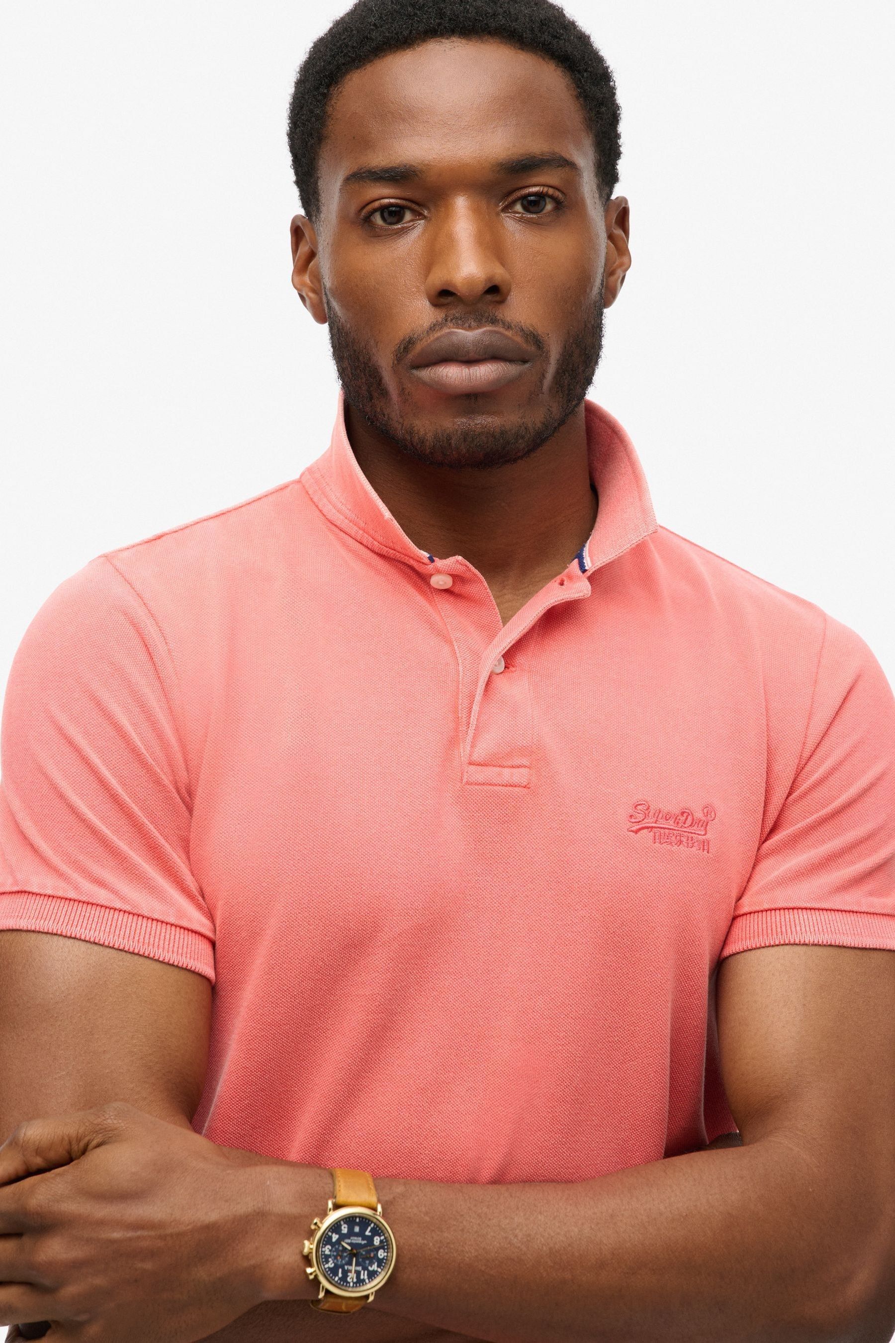 Pink superdry polo shirt outlet