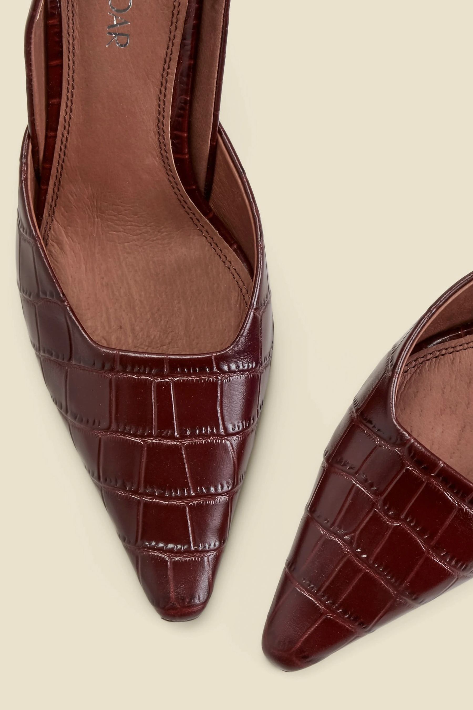 Sosandar Brown Croc Effect Leather Slingback Heels