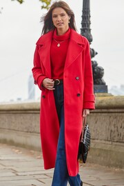 Sosandar Red Oversized Double Breasted Coat - Image 4 of 5