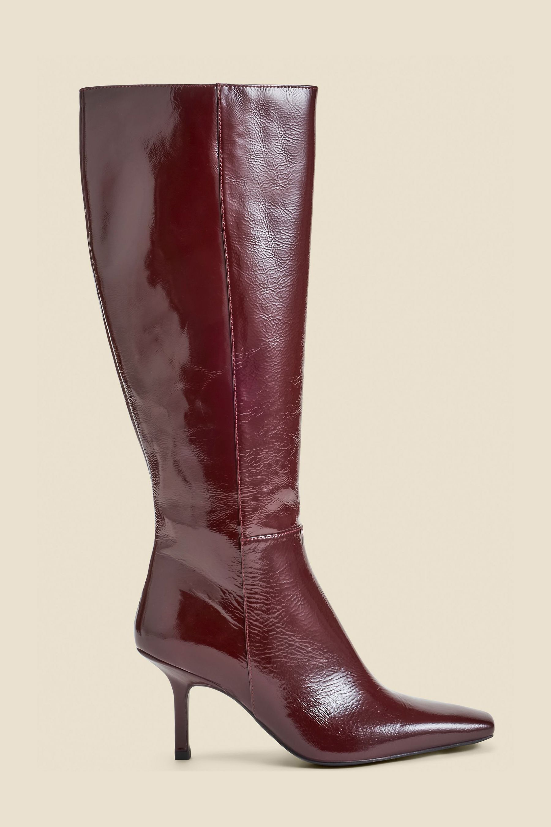 Buy Sosandar Red Leather Square Toe Mid Heel Knee High Boots from the Next UK online shop