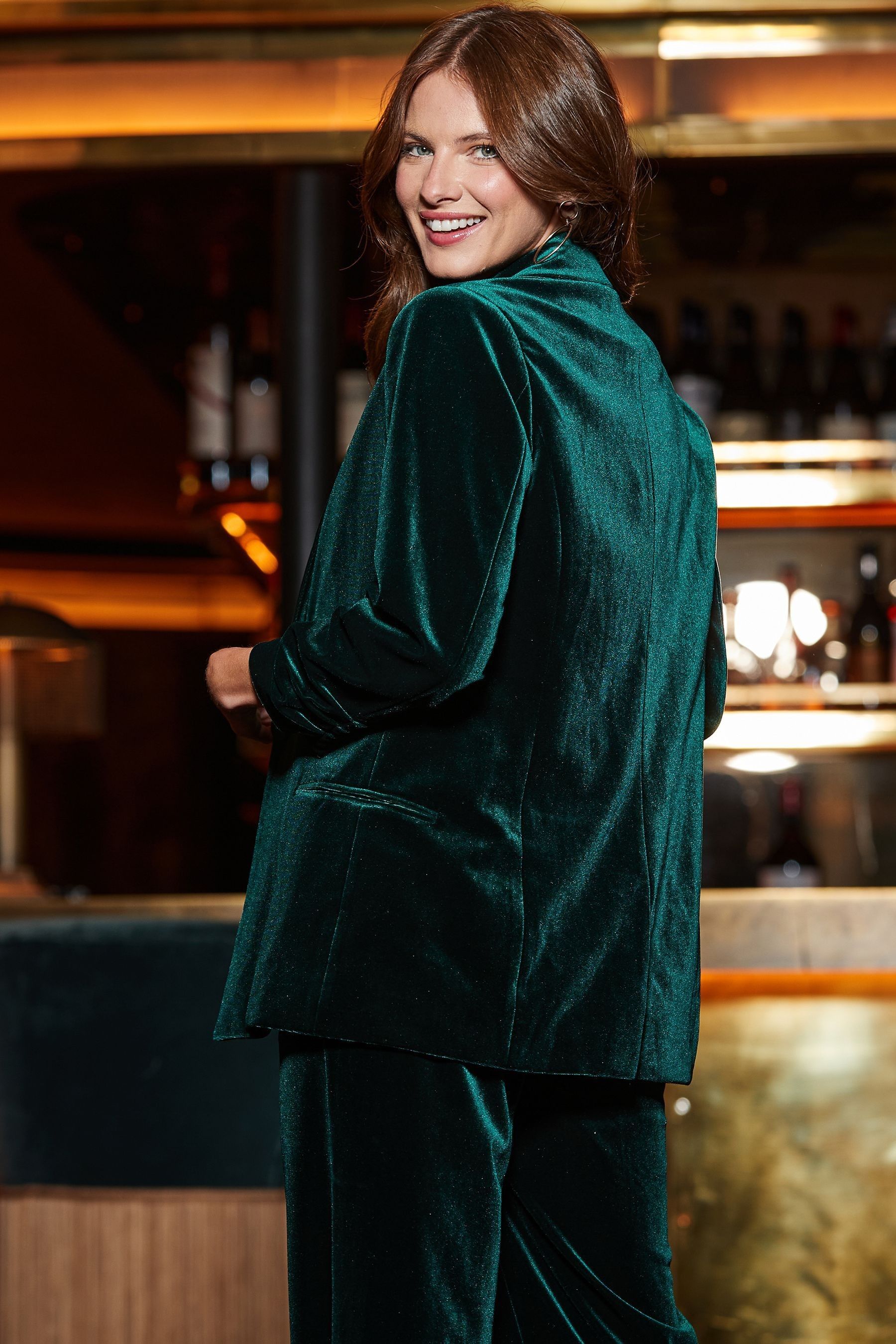 Buy Sosandar Green Petite Luxe Velvet Blazer from the Next UK online shop