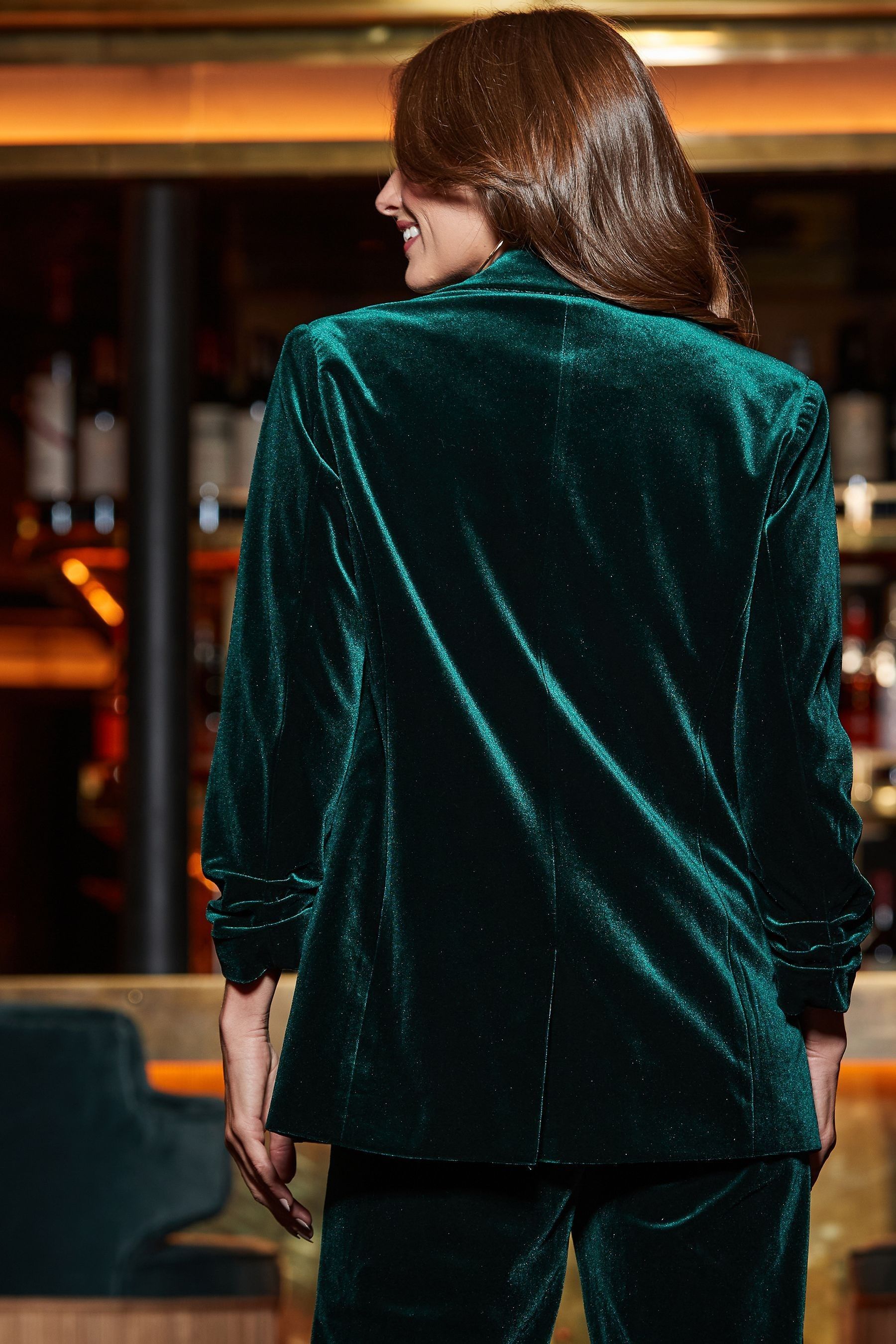 Buy Sosandar Green Petite Luxe Velvet Blazer from the Next UK online shop