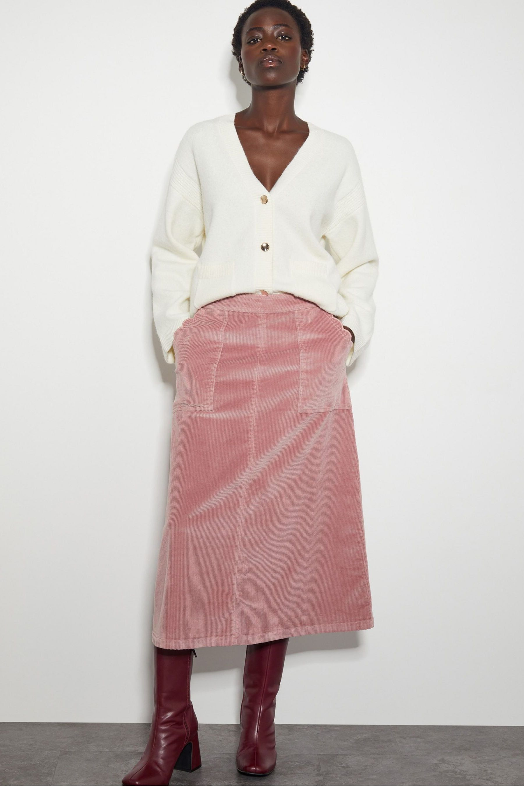 Buy Monsoon Pink Malika Cord Midi Skirt from the Next UK online shop